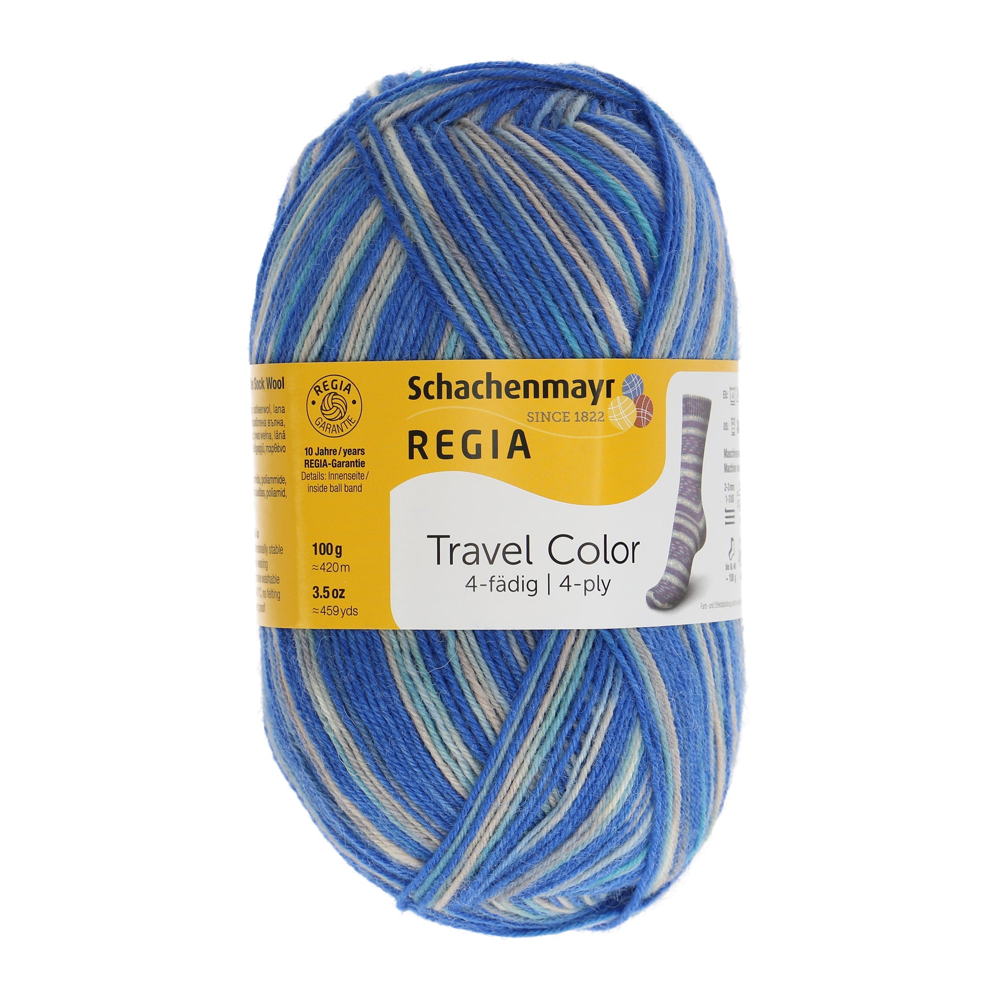 Sockengarne Regia 4-faedig color 100 gr in der Farbe atlantic road color