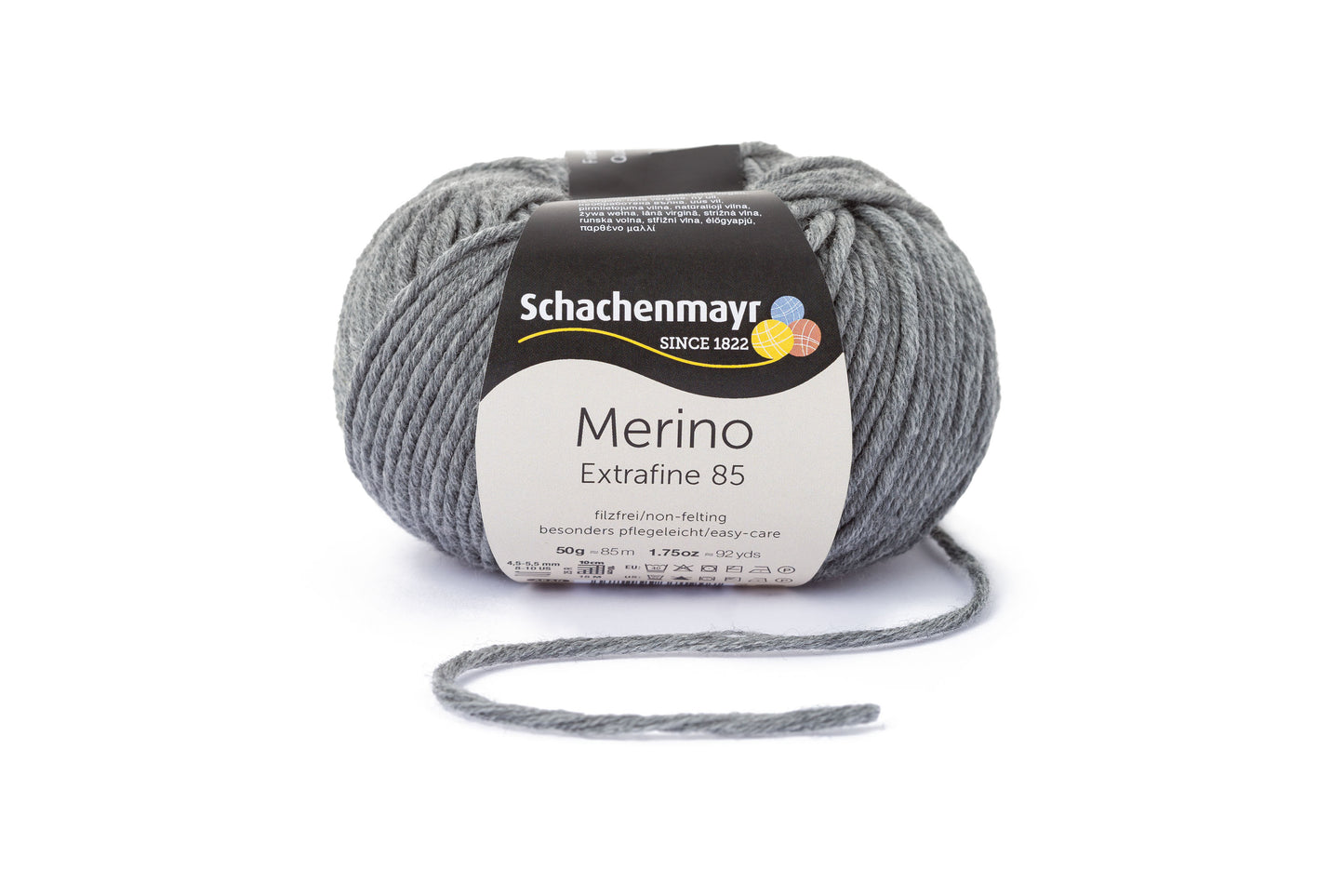 Wintergarn Merino 85 in der Farbe mittelgrau meliert