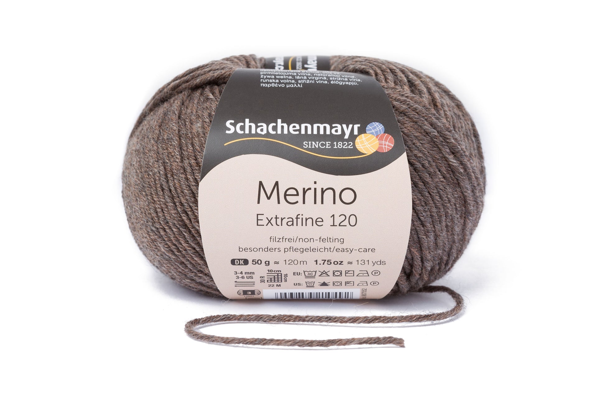 Ganzjahresgarn Merino 120 in der Farbe Holz-meliert