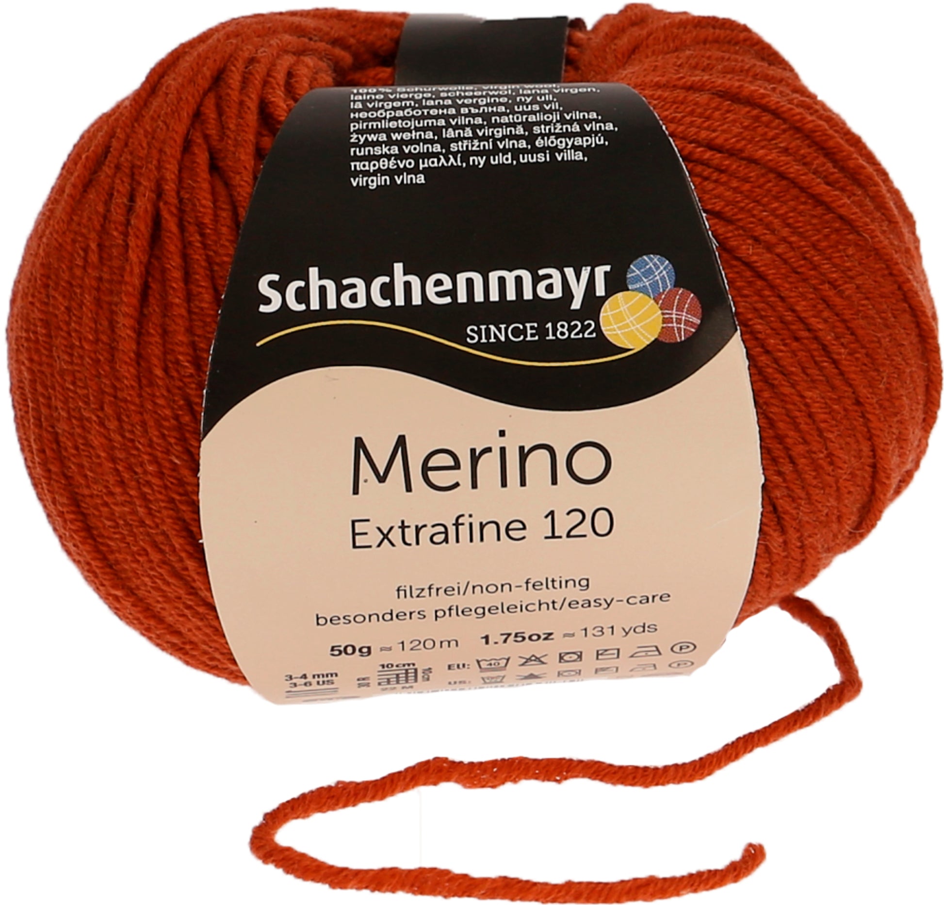 Ganzjahresgarn Merino 120 in der Farbe Ziegel