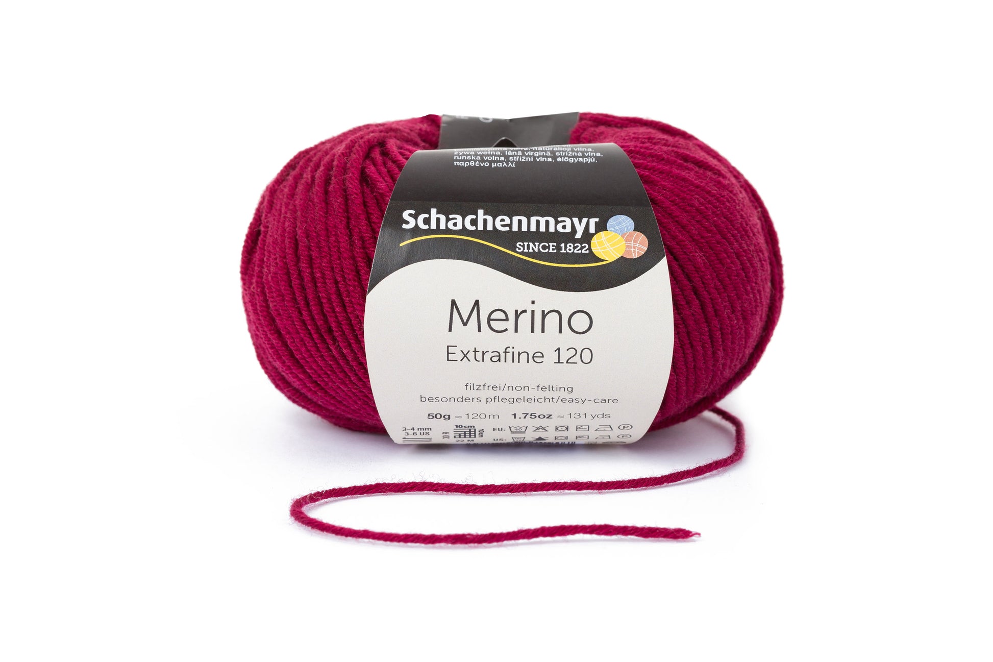 Ganzjahresgarn Merino 120 in der Farbe Weinrot