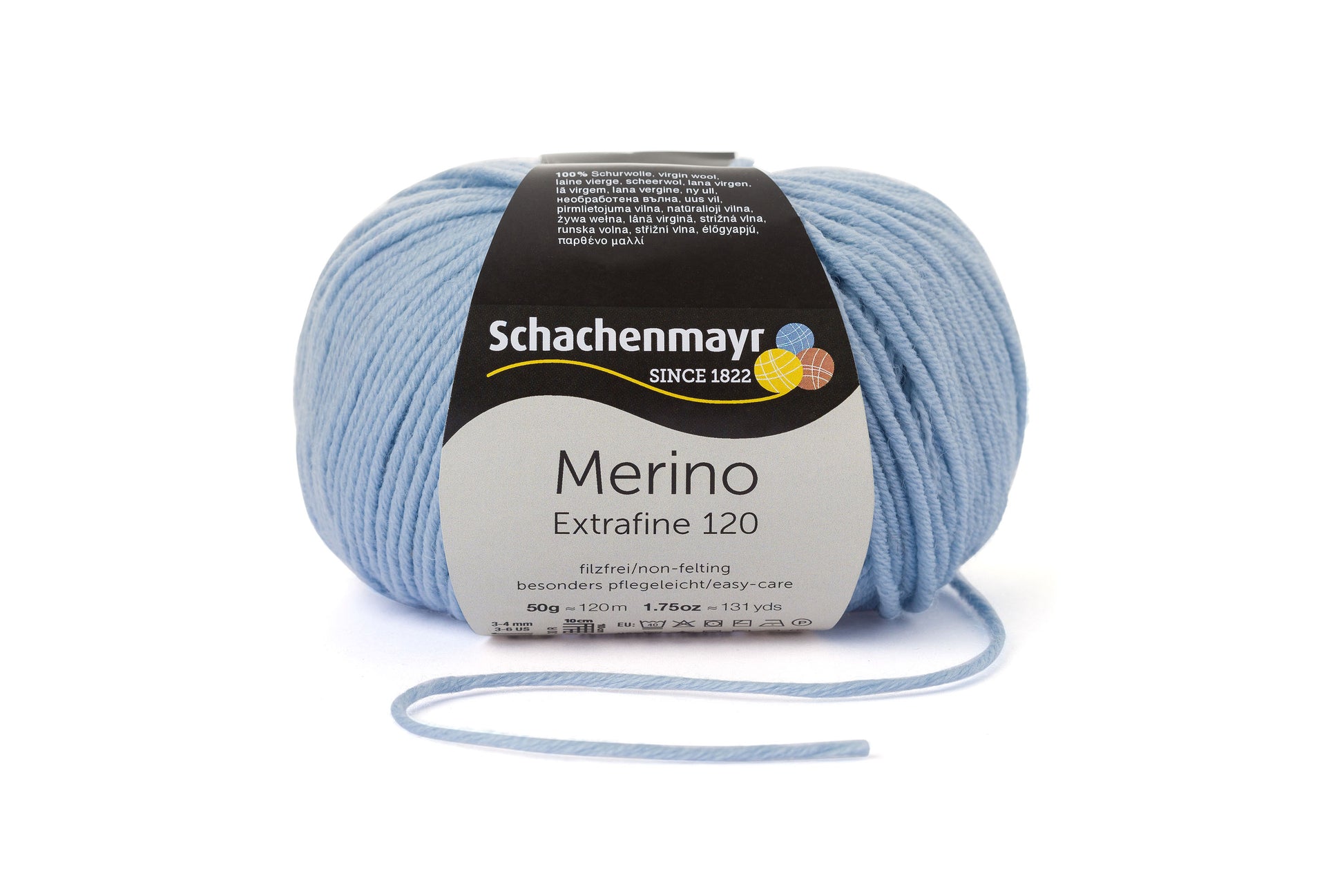 Ganzjahresgarn Merino 120 in der Farbe Hellblau