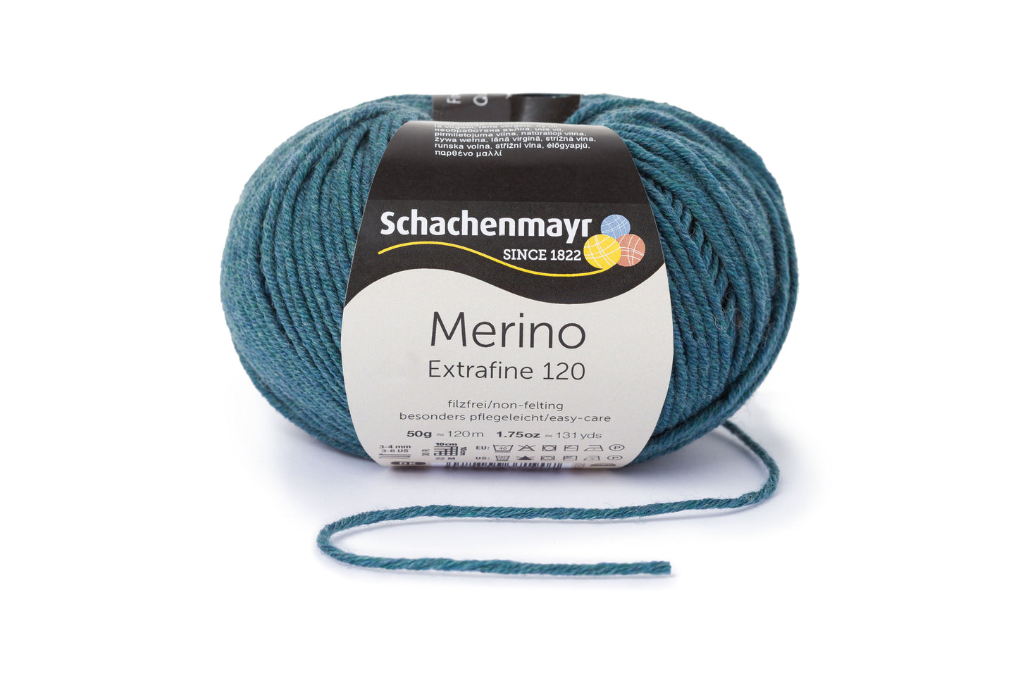 Ganzjahresgarn Merino 120 in der Farbe Meerblau-meliert