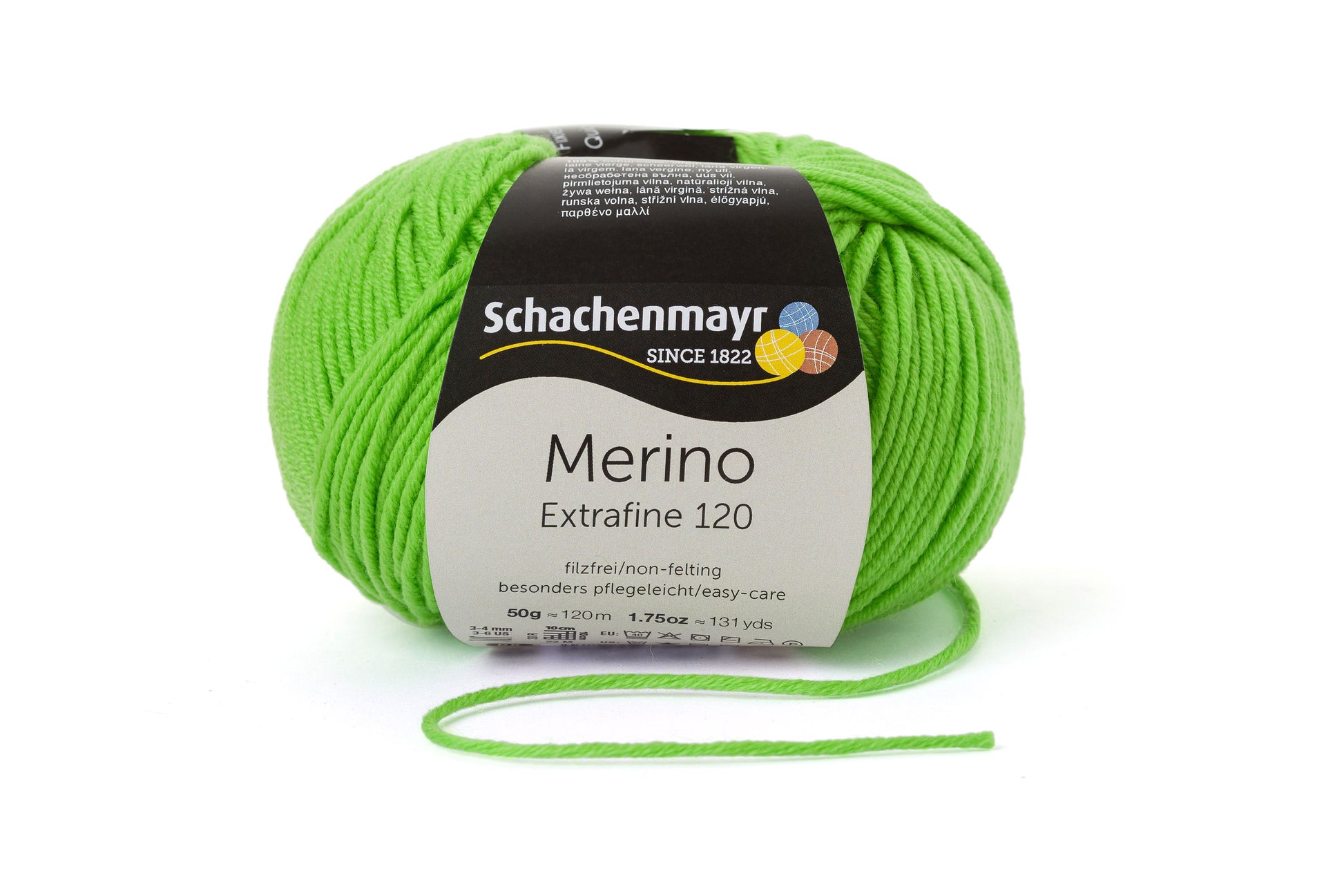 Ganzjahresgarn Merino 120 in der Farbe Wiesengrün