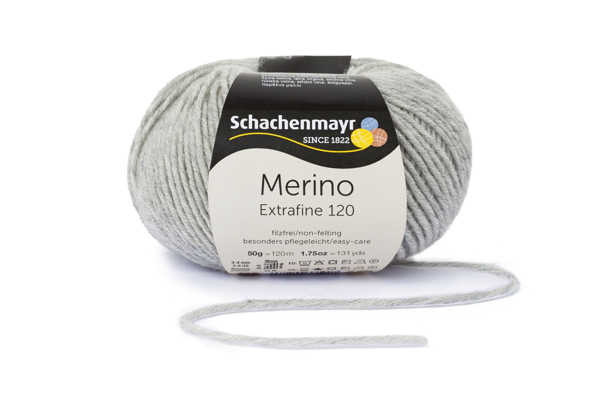 Ganzjahresgarn Merino 120 in der Farbe Hellgrau-meliert