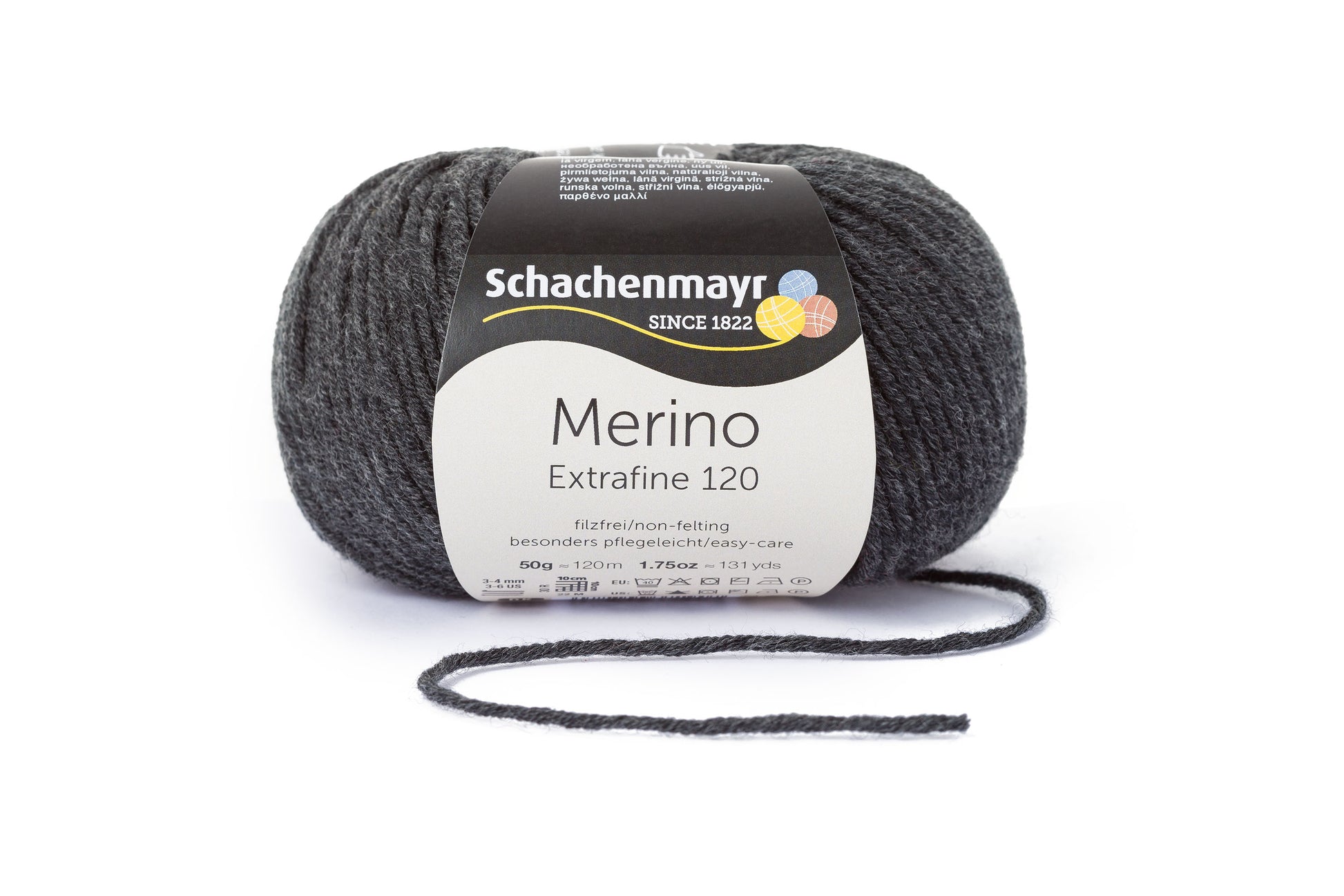 Ganzjahresgarn Merino 120 in der Farbe Anthrazit-meliert