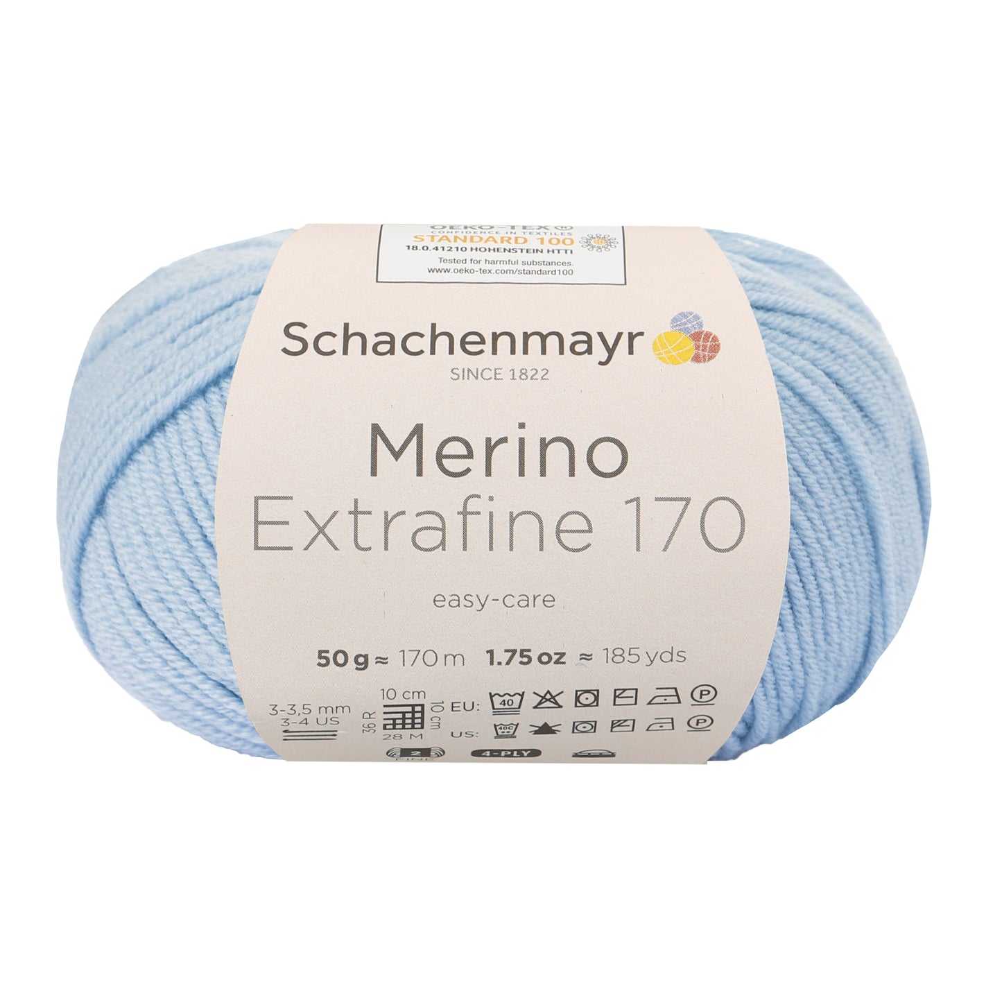 Ganzjahresgarn Merino 170 in der Farbe hellblau