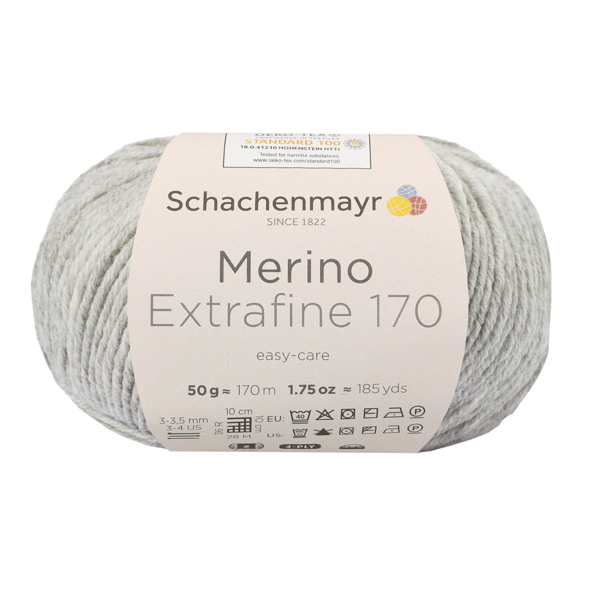 Ganzjahresgarn Merino 170 in der Farbe hellgrau meliert