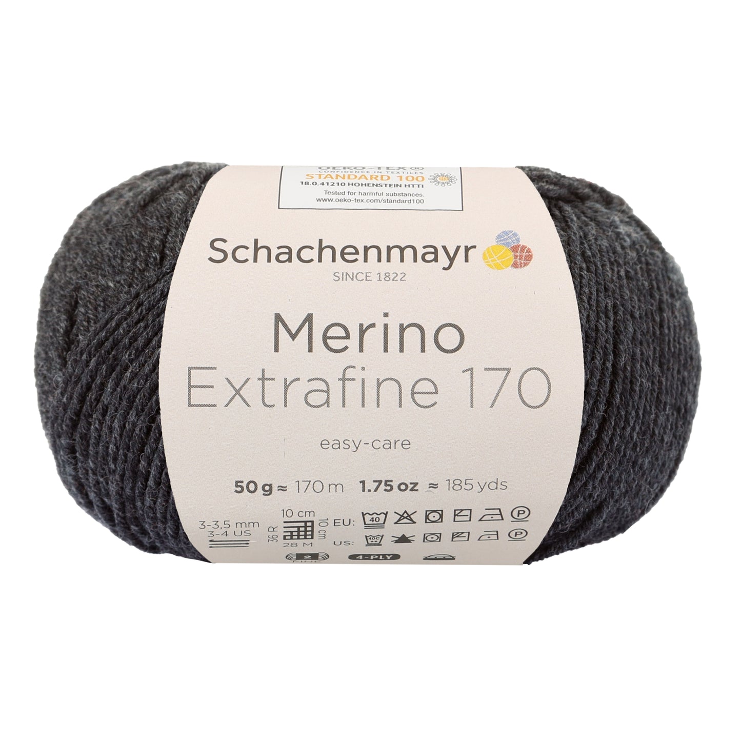 Ganzjahresgarn Merino 170 in der Farbe anthrazit meliert